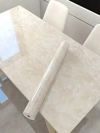 1 Rotolo di carta da parati effetto marmo, impermeabile e resistente al calore, autoadesiva, per cucina, decorazione mobili, colore bianco champagne di lusso, per decorazione casa, camera da letto, stanza, piastrelle adesive, cartellone, stampe da parete, decorazione camera da letto