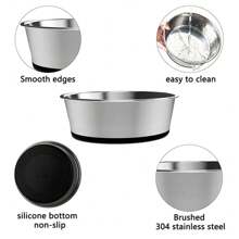 Personalized Stainless Steel Dog Bowl For Small, Medium And Large Dogs, Custom Pet Name Feeder For Food And Water, Non-Slip Bottom - Black - View 2