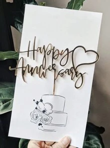 3Pcs 'Happy Anniversary' Cake Topper, Wedding Anniversary Cake Decoration., Back To School Valentine Day