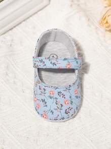 Cute Floral Design Soft Bottom Infant Flat Shoes - Blue - View 8