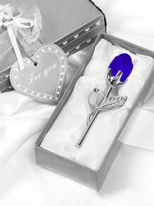 1pc Glass Rose Mini Crystal Flower Artificial Flowers,Mini Crystal Gift Box Decoration Red Rose Flower Artificial Flowers Party Gift For Women, Glass Rose Mini Crystal Flower Artificial Flowers Wedding Party Gift Room Ornament Office Desktop Decoration