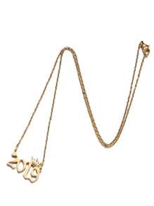 1pc Simple Stainless Steel Letter Necklace 1980-2023 Birthday Year - Gold - View 4