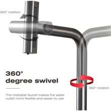 1pc Stainless Steel Waterfall Faucet Bathroom Sink Faucet With 4 Outlets, Rotatable, Hot And Cold Control - Grey - View 3