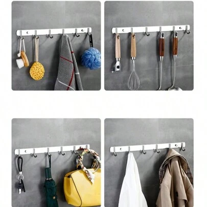 Ganchos de linha de aço inoxidável, ganchos de parede de cozinha, cabides de banheiro, suporte de carga forte, sem perfuração e sem pregos, ganchos para roupas de aço inoxidável, ganchos sólidos, ganchos de linha, ganchos de casaco de porta, pingentes de cozinha de banheiro, casa e vida > Armazenamento e Coleção > Ganchos > Ganchos para Roupas
