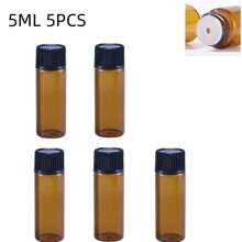 1pc 10Pcs 5 1ml 2ml 3ml Amber Of Glass Essential Oil Bottle, Mini Essential Oil Bottles With Orifice Reducer & Black Plastic Cap - Brown - View 16