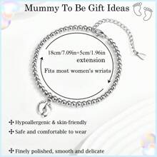 Cute Footprint Charm Bracelet, Natural Stone Round Bead Foot String Bracelet Hand Jewellery, Maternity Mum-To-Be Gift Suitable For Mother's Day, Party Gift Anniversary Gift Christmas