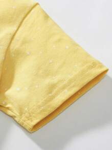 Young Girls Rabbit Pattern Dress, Fashionable For Casual Daily Wear - Yellow - View 5