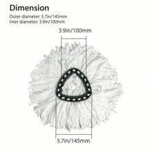 Ultra-Microfiber Rotating Mop Replacement Head - Polyester, Machine Washable, Easy To Wring Dry, Wet & Dry Use, Compatible With Rotating Mop System, Home Cleaning Accessories - Multicolor - View 2