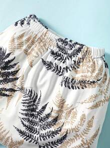 男婴树叶印花度假风休闲上衣+裤子套装 - 杏色 - 查看 5