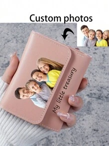 1pc Custom Photo Wallet, Personalized PU Leather Bifold Multi-Function Card Holder, Minimalist Fashionable Coin Purse, Unique Gift For Valentine's Day, Birthday, And Anniversary - Multicolor - View 2