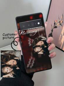 1 pieza Funda de teléfono pintada a mano con textura negro, compatible con /Pixel 7/8/6 Pro