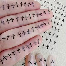100 sztuk/worek Zestaw czarnych krzyżyków do paznokci - 3D metalowe naklejki do samodzielnego manicure, bezwonne akcesoria do zdobienia paznokci do pielęgnacji dłoni i stóp