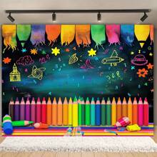 1 pieza Telón de fondo para el primer día de clases, tela de fondo fotográfico, suministros para fiestas, pancarta de fondo fotográfico, bandera, decoración del hogar, decoración de habitaciones, tela decorativa de fondo para interiores/exteriores, perfecta para uso en exteriores - Multicolor - Ver 12