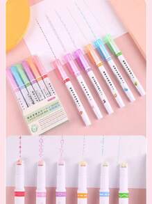 Set da 6 penne con linee curve, penne rapide per pianificatori, a forma di fiore ondulato carino, evidenziatori, penne per scrittura a mano e disegno per studenti, penne per tracciare bordi floreali, penne a sfera, penne per pianificatori di linee per studenti, evidenziatori, penne evidenziatori con timbro a rullo