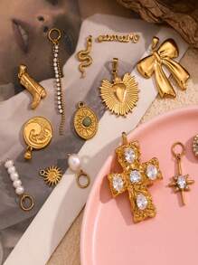 1PC Waterproof Tarnish Free Cross Bow Freshwater Pearl Heart Cowboy Boot Sun Snake Charms Jewelry Accessories Valentines