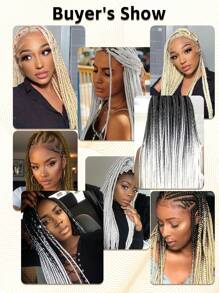24 Inch High Temperature Synthetic Braiding Hair Bundles, Suitable For Braiding, Colors Include Light Brown, Platinum Blonde, Gray, Black, Brown Gradient, Multicolor, Fashion Braiding Hair Extensions, Suitable For Daily, Party, Cosplay, Music Festival And More - Multicolor - View 8