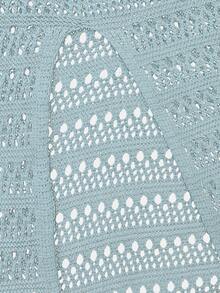 V-Neck Hollow Out Solid Color Long Sleeve Maxi Knit Dress - Blue - View 6