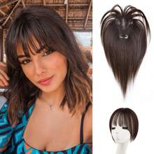 女士优雅直发顶饰，真人发质，10 英寸 RemyHair 夹入式皇冠接发，适合稀疏发质，手工绑扎 7x9 区域，Vsrhair