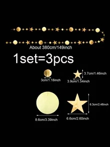 3 piezas y 1 pieza Decoraciones de círculo en espiral con efecto metálico dorado de 380 cm/149 pulgadas, adecuadas para todas las estaciones, vacaciones, cumpleaños, fiestas, adorno colgante de fondo, decoración del hogar, decoración de habitación, decoración de pared - Dorado - Ver 10