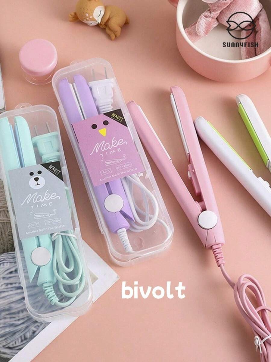 Mini Flat Iron Small Portable Professional Hair Straightener With Carrying Case Bivolt - Xem 1