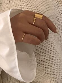 1 pieza Anillo con forma de corazón de acero inoxidable en color oro rosa/plateado con 3 piedras cúbicas de circonia, regalo de joyería para parejas/bodas