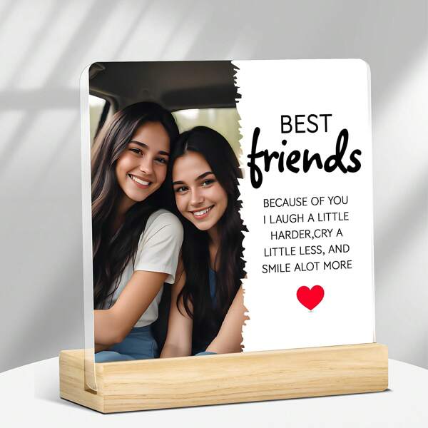 1 pieza Placa de acrílico personalizada - Regalo personalizado para mejores amigos, hermanos o familia, perfecto para graduación, cumpleaños, o decoración de escritorio y estantes del hogar