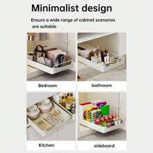 Pull Out Cabinet Drawers Organizer Pull Out Cabinet Organizer Shelves Adhesive Slide Out Drawers Storage Rack For Kitchen Cabinets, Pantry, Bathroom
