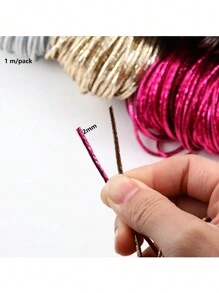 2 件/包 1 米激光全息多色圆形皮绳手工 DIY 材料，仿皮绳适用于手链、项链、悬挂装饰配件 - 鐳射幻彩圓皮繩 - 查看 2