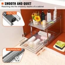 Tier 14"W X 21"D Pull Out Cabinet Organizer, Heavy Duty Slide Out Pantry Shelves, Chrome-Plated Steel Roll Out Drawers, Sliding Drawer Storage For Inside Kitchen Cabinet, Bathroom, Under Sink, Kitchen Storage Rack For Pots, Pans & Lids - Durable Organizer With Adjustable Dividers, Ideal For Cabinet Organization, Includes Space For Cutting Boards & Grilling Accessories, Utensil Organization, Adaptable Shelf, Versatile Organizer, Kitchen Organizers And Storage