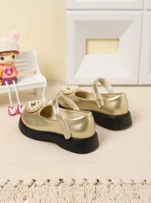 Girls' Small Leather Shoes, New 2024 Spring/Autumn Black Color Kids Performance Shoes, Children Soft Bottom British Style Princess Shoes