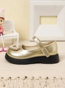 Girls' Small Leather Shoes, New 2024 Spring/Autumn Black Color Kids Performance Shoes, Children Soft Bottom British Style Princess Shoes
