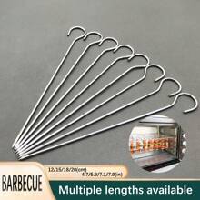 10 pièces Brochettes en acier inoxydable de 12 cm/15 cm/18 cm/20 cm, convenant pour gril électrique domestique, four, gril suspendu, outils de barbecue de pique-nique extérieur. Faciles à nettoyer. 4 longueurs disponibles.