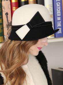 HIMESPORT Sombrero de fieltro de lana blanco de ala ancha con lazo para mujer y dama. Sombrero de copa, sombrero de fieltro, sombrero para fiestas de té, vestidos de boda, iglesia, carreras de Derby, sombrero de cóctel, sombrero de pillbox
