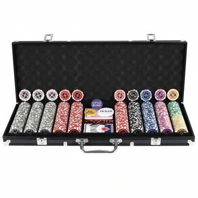 300 Piece Texas Holdem Poker Chips Set With Aluminum Case,2 Decks Of Cards, Dealer, Small Blind, Big Blind Buttons And 5 Dice (300 Piece Chips)