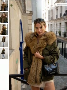 Parka pour femme avec intérieur doublé de fourrure et col en fourrure – Parka classique en fourrure, avec boutons et poches, design élégant, confortable et chaleureux, parfaite pour le travail, les sorties et la vie quotidienne.