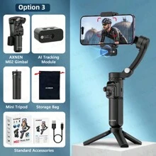 AXNEN Estabilizador de Gimbal Manual de 3 Eixos para Smartphones, com Rastreamento Facial, Controle Remoto Magnético e Controle de Foco - Ideal para Fotografia, Gravação de Vídeo, Vlogging e Transmissão ao Vivo