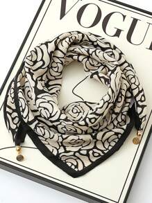 1pc Magnetic Belt With Metal Print Square Scarf