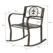 In/Outdoor Rocking Chair Metal Home Garden Patio Rocker W/Armrest Porch Lounge - 1 - View 11