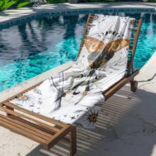 1pc Modern Geometric-Patterned Quick-Dry Beach Towel, Fantasy Moth Cartoon Design, Soft Skin-Friendly Polyester Blend, Sand-Absorbent, Ideal For Pool, Travel, Yoga, Swimming - Woven, Oblong, 250gsm Summer, Holiday Bathroom Decor Beach Essentials