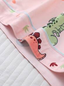 HOREA 2pcs/Set Cute Dinosaur Print Women Pajamas Set, Short Sleeve Lapel Top & Loose Elastic Shorts, Casual Sleepwear & Loungewear All Season For Ladies, Two Pieces Set - 粉色 - 查看 9