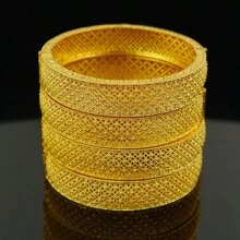 1/2/4pcs Dubai Women Bracelet Gold Bracelet Saudi Arabia Bracelet Wedding Bride Jewelry African Birthday Gift