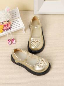 Girls' Small Leather Shoes, New 2024 Spring/Autumn Black Color Kids Performance Shoes, Children Soft Bottom British Style Princess Shoes