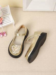 Girls' Small Leather Shoes, New 2024 Spring/Autumn Black Color Kids Performance Shoes, Children Soft Bottom British Style Princess Shoes
