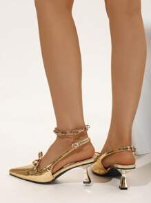 Tacones altos puntiagudos dorados para mujeres, tacones altos de mujer con puntera hueca y puntiaguda, sandalias de tacón alto de punta cuadrada, aptas para todas las temporadas, para dama de oficina, cómodas, de uso múltiple, fáciles de llevar
