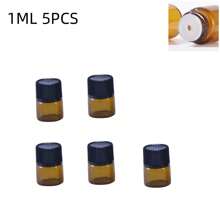 1pc 10Pcs 5 1ml 2ml 3ml Amber Of Glass Essential Oil Bottle, Mini Essential Oil Bottles With Orifice Reducer & Black Plastic Cap - Brown - View 15