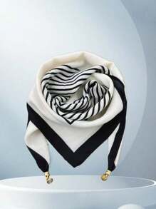1pc Magnetic Belt With Metal Print Square Scarf