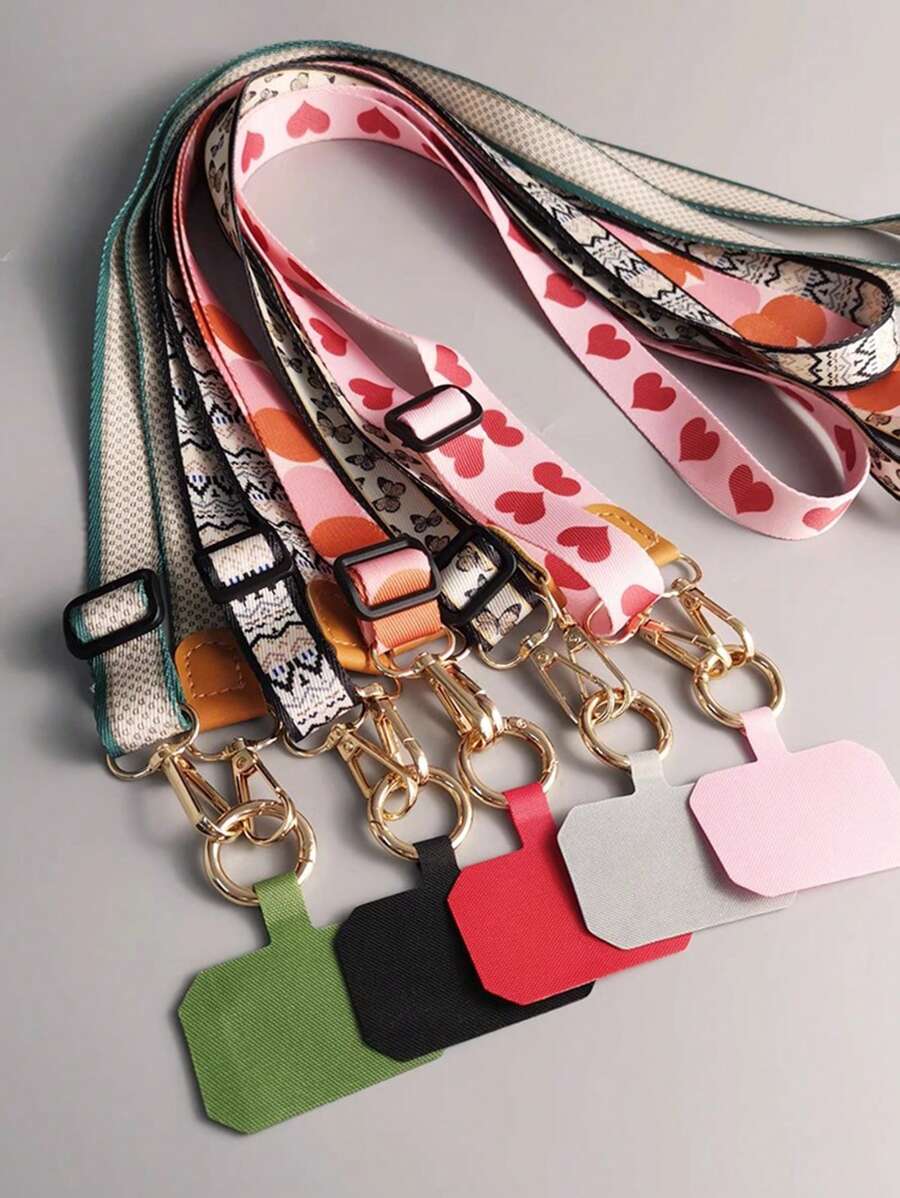 尼龙手机挂绳通用斜挎肩带颈绳时尚蝴蝶爱心防丢失挂绳礼物送给母亲、家人、朋友、生日、节日手机挂饰、手机链 - 頸繩 - 查看 1