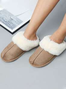 Fuzzy Warm Comfy Slipper Slip-On Fluffy Fashion Winter Bedroom House Shoes For Valentine's Day Gift For Girlfriend - Màu Khaki - Xem 4