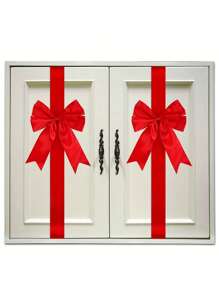 4pcs Dual-Sided Tape Valentine's Day Bow & Ribbon Set - Reusable, No Assembly Required, Holiday Decor For Doors And Cabinets - Multicolor - View 9