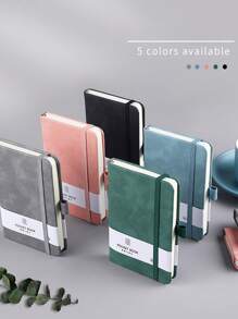 Cuaderno de bolsillo mini A7 con portaplumas, 100 hojas/200 páginas, tamaño 3.15*4.33 pulgadas - Multicolor - Ver 3